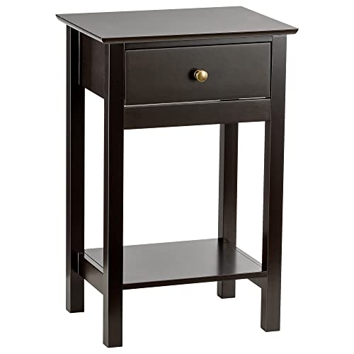 Zenoddly Night Stand Small Side Table With Drawer & 1 Shelf, 2 Tier Brown End Table With Storage, Wood Side Tables Living Room Table Bedside Table #TOP6