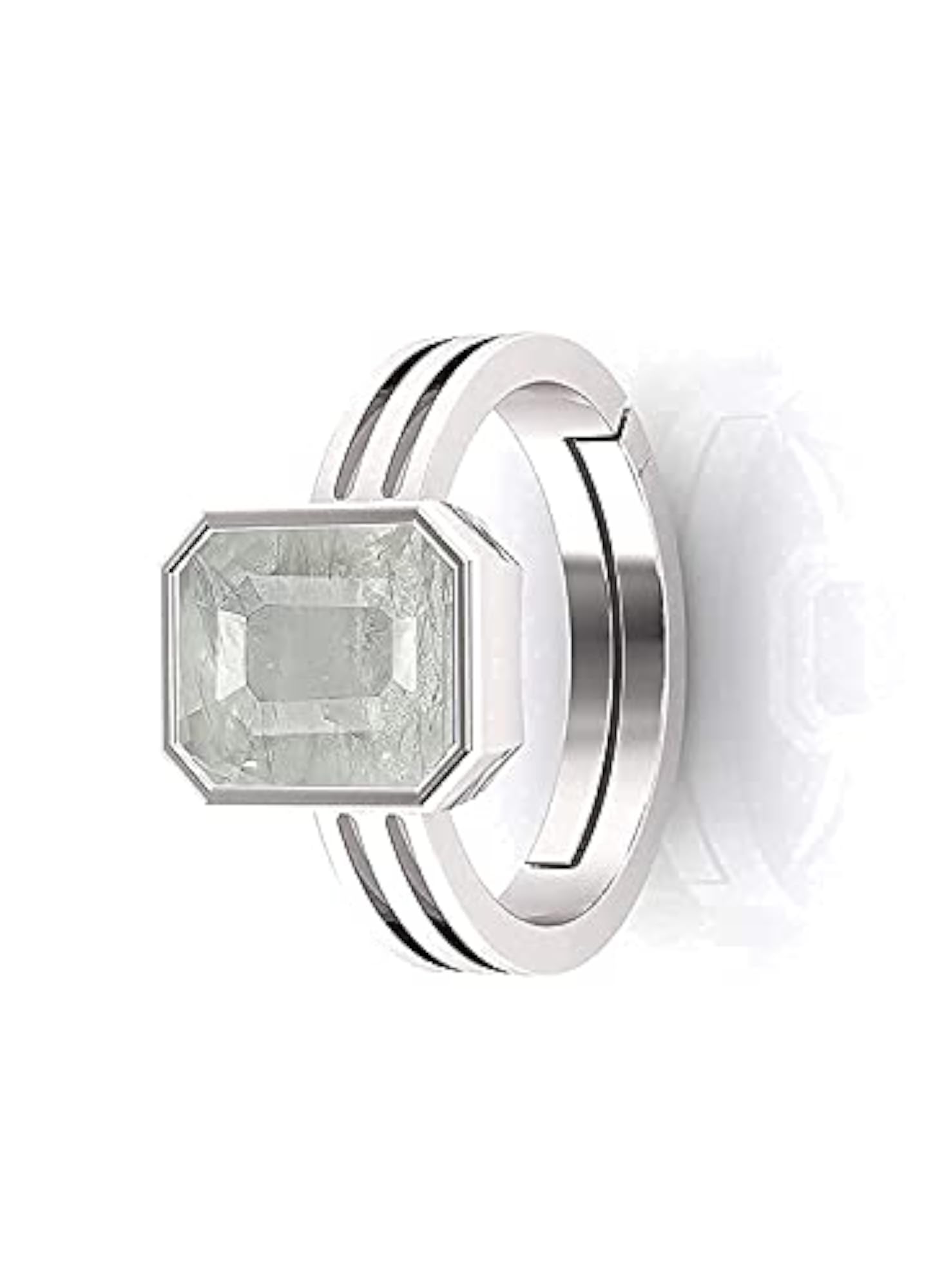 Unisex Silver Ring with Natural White Sapphire Stone