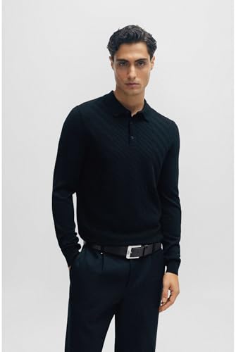 BOSS Hommes Jemio Sz40 Ceinture en cuir de buffle avec boucle logo et garniture - vue 4