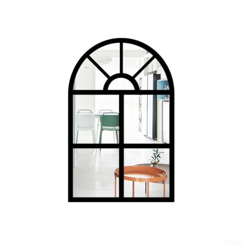 Adhesivo de pared de espejo acrílico enmarcado en madera con un diseño de ventana de imitación tridimensional para añadir profundidad y estilo a las paredes del hogar (negro)