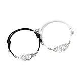 COLORFUL BLING Couples Bracelets Long Distance Mutual Attraction Relationship Key Lock Heart Bracelet Set Matching Rope for Women Men Lovers Gifts-Handcuff