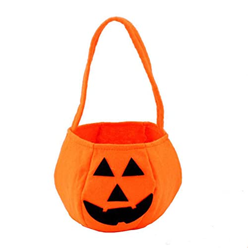 Image of Kaku Fancy Dresses Halloween Pumpkin Baskets for Kids | Halloween Pumpkin Trick or Treat Fabric Basket | Halloween Decoration Prop - Orange