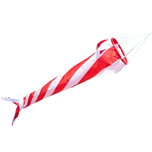 CIM Windsack - Windturbine 90 RED/White - UV-beständig und wetterfest - Ø20cm, Länge: 90cm - inkl. Kugellagerwirbelclip