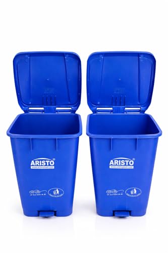 Image of ARISTO Plastic Wheel Pedal Garbage Waste Dustbin 65 LTR BLUE&BLUE (COMBO)