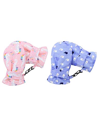 Century Star Baby Mittens Girls Boys Toddler Mittens Waterproof Kid Gloves with Lined Fleece Ski Mittens Warm Cute Whale& Pink Hippocampa 2-3T