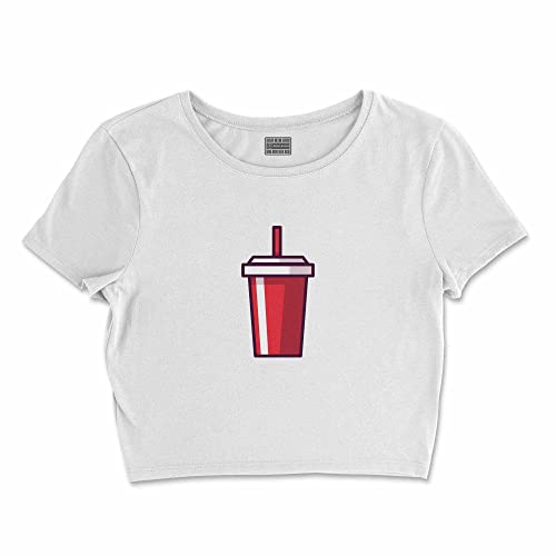T-Shirt Blanc Femme L Taille Courte aux finitions soignées et au design épuré