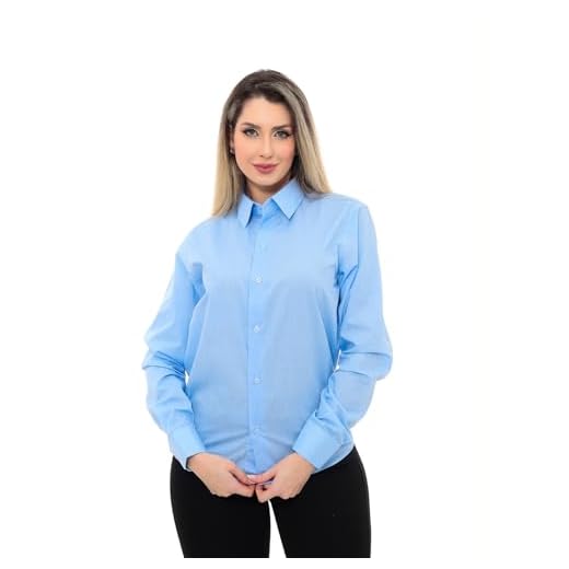 Pthirillo, Camisa Social Feminina Premium Tipo Linho Azul Claro Tamanho:G