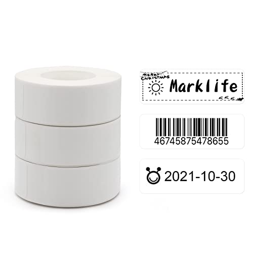 MARKLIFE Kit de papier thermique Étiquettes thermiques Étiquettes adhésives Utilisation du papier, papier thermique autocollant pour l'impression de l'étiqueteuse, 15 x 50 mm, 3 rouleaux Cover