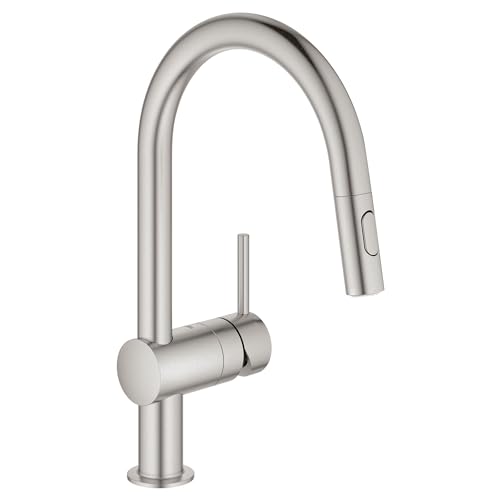 GROHE 31378DC3 Minta Pull-Out Kitchen Faucet with sprayer Supersteel (Stainless Steel)