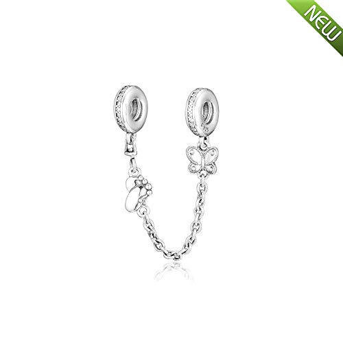 Plata 925 cadena de seguridad de mariposas de primavera para pulseras 2