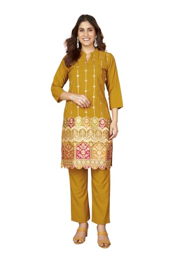 Image of Kurta Set for Women Silk Embroidered Straight Kurta Set for Women with Pant