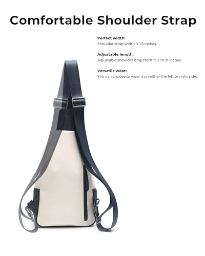 Image of Alldaily Large Sling Bag for Women Crossbody Purse Leather Fashionable Trendy Chest Bag for Travel, Fanny Pack (Dark Blue&White)