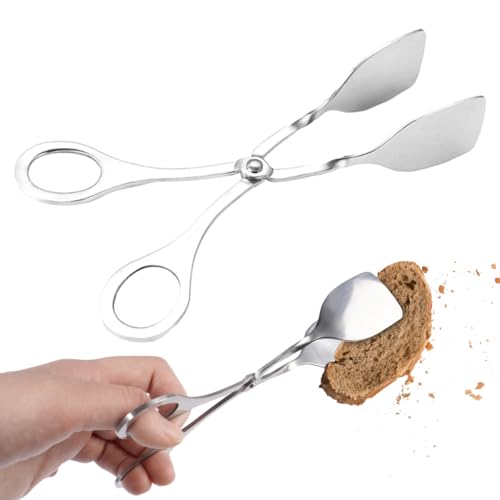 Varenzya Kuchenzange Gebäckzange 18x7x3.5 cm, Servierzange Edelstahl mit Scherengriffen, Küchenzange Edelstahl, Zange Küche, Salatzange, Fleischzange, für Zuhause, Restaurant, Bäckerei, Party