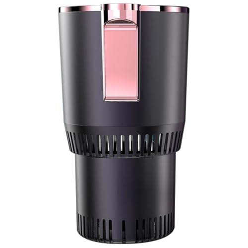 Bosreroy Calentador y enfriador portátil de bebidas para automóvil, taza de calefacción y refrigeración 2 en 1, compatible con portavasos de coche, oro rosa y gris oscuro