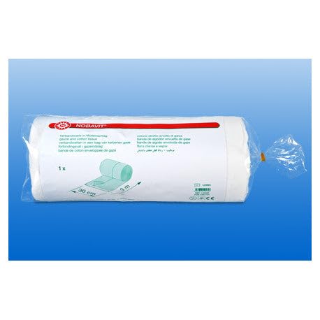 Mullwatterolle | 30 cm x 3 m | Verbandwatte für Pferde & Haustiere | Geeignet für Polsterverbände | In Verbandmull eingeschlagen | Am Rand geschlossen | 100% Baumwolle