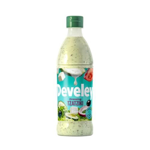 Develey Dressing Tzatziki, Salsa allo Yogurt con Cetrioli, Aglio e Menta, Condimento Fresco per Insalate, Carne e Pesce, Senza Glutine, 500 ml