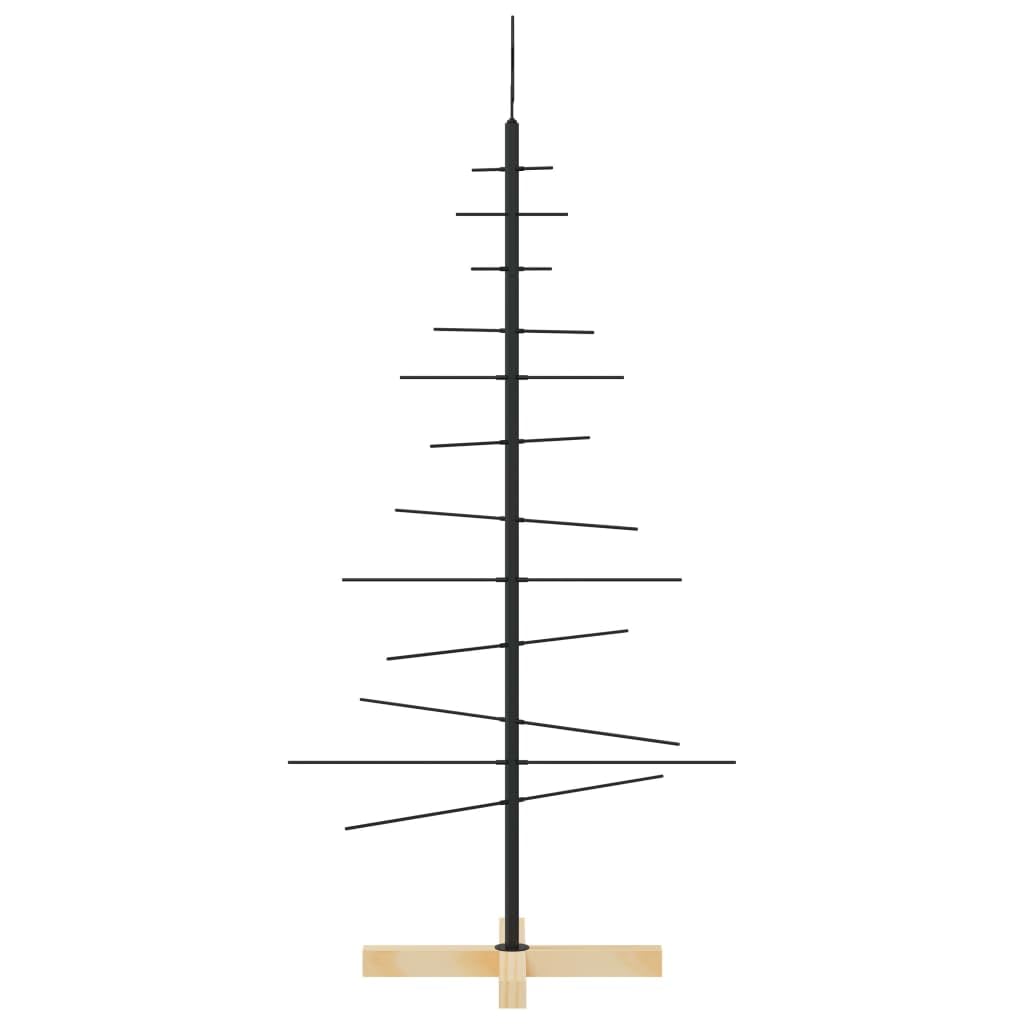 vidaXL Arbre de Noël en Métal avec Base en Bois, Sapin de Noël, Support d'arbre de Fête, Ornement de Noël Vacance Intérieur, Noir 120 cm