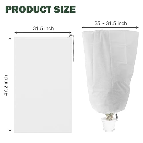 Alpurple 6 Packs Winter Zipper Plant Covers - 47\" X 31.5\" Warm Plant Protection Cover Bags, Frost Cloth Blanket Protecting Fruit Tree Potted Plants from Freezing Animals Eating