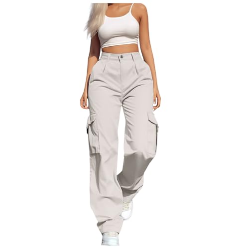Pantalon cargo pour femme coupe large noir stretch style décontracté