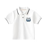 Baby Boys Cute Printing Polo Shirt Button Closure Collared Golf Tshirts Soft & Comfortable School Uniform Daily Wear White 2-3 Years