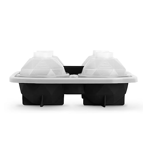 2.2 Inch Large Diamond Sphere Whiskey Ice Cube Mold, Round Ice Ball Maker Mold For Cocktails Bourbon, Big Ball Ice Cube Tray With Lid Silicone #TOP3