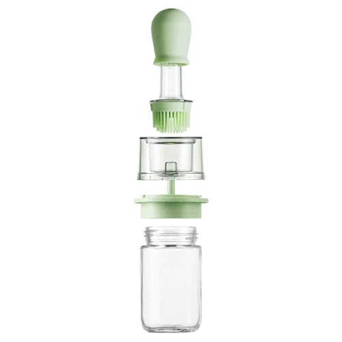 Dispensador De Con Cepillo, Fácil De Limpiar Y Rellenar, 7.2x22cm, Dispensador De De Oliva De Vidrio, Botella Con Pincel De Basura De Silicona, Uso Versátil, Para La Cocina Para La Barba