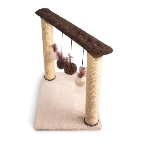 Arranhador para Gatos Poste com 4 brinquedos Cat Line (Cappuccino)