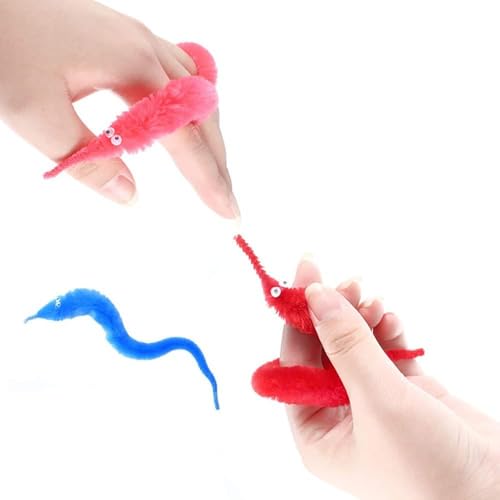 Image of HOFASON Magic Twisty Worm Toy, Wiggly Fuzzy Worms on a String, Cat Teaser Wand, Worm Toy, 3 Count