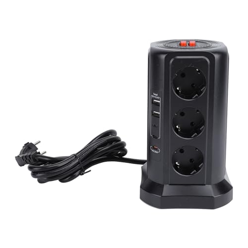 Regleta de torre vertical de ABS compacta con interruptor protector 6