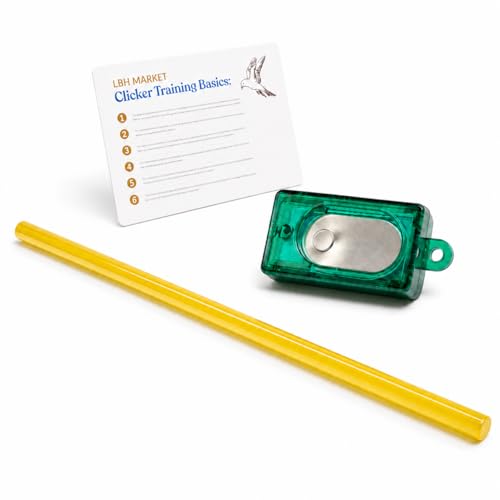 LBH MARKET Bird Clicker Training Kit with Target Stick, 9 Inch Acrylic Bird Training Stick and Box Clicker for Parrots, Parakeets, Cockatiels, Conures, Positive Reinforcement Training, Yellow