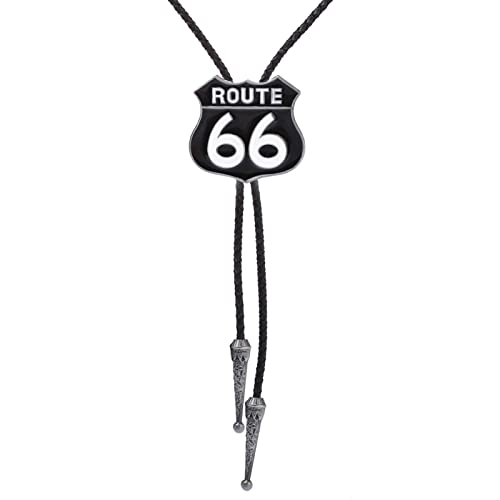 Cravate bolo Route 66 idée cadeau originale style cowboy vintage