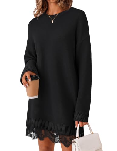 sweater dress women - black