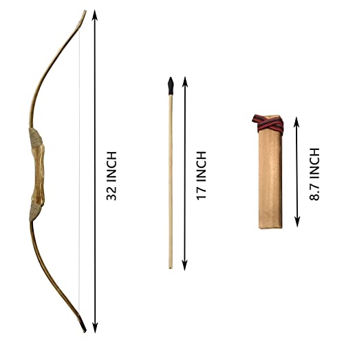 Wooden Bow And Arrow Set For Kids, 2 Bows 2 Quivers And 20 Wood Arrows, 32 Inch Handmade Archery Set Outdoor And Indoor Games Toys, Gifts For Kids Youth Boys And Girls #TOP1