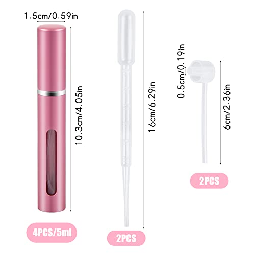 Vesaneae 4PCS Bouteille Vaporisateur de Parfum, 5ML Mini Parfum Atomiseur, Vaporisateur Parfum Rechargeable, Flacon Parfum Vide, Portable Parfum Atomiseur de Voyage pour Homme Femme, 4 Couleurs - Image 3