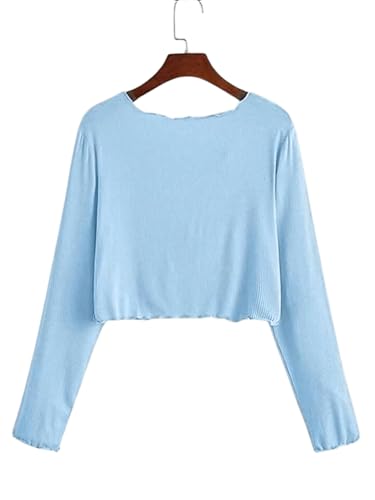 Image of GLOWSTITCH Women's Cropped Tie-Front Shrug Cardigan | Soft Ribbed Knit Long Sleeve V-Neck Top | Stylish Summer Cardigan, Casual Beach & Vacation Wear | Shrug for Woman