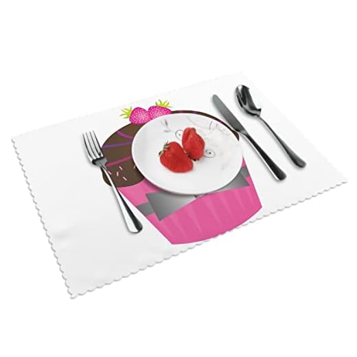 Choklad söta kopp kakor över vita bordstabletter uppsättning av 4 polyester bordsmattor bordstablett 30 x 45 cm bordsmatta vattentät värmebeständig matdekor