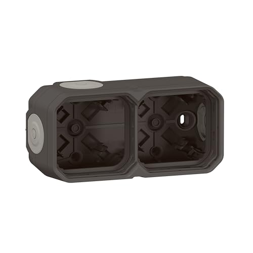 LEGRAND, Plexo New Feuchtraum Aufputzdose 2-fach, Aufputzgehäuse, 3 Membranen, 1 Kabelzugang, horizontal und vertikal installierbar, Farbe: Anthrazit, 069602L