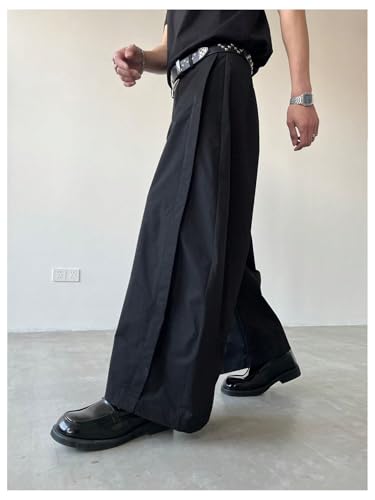 GORGLITTER Men's Wide Leg Baggy Suit Pants Oversized Zipper Fly Loose Trousers with Pockets2