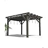 DEXSO 10’X 12′ Cedar Wood Pergola with Solid Structure, Retractable Shade Canopy, Durable Rot Resistant Pergola for Backyard