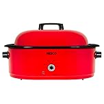 Nesco 18 QT. Red Roaster Porcelain Cook Oven, MWR18-12