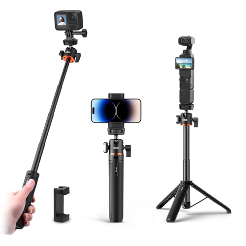 Tripod for Osmo Pocket 3 4 Mini Desktop Tabletop Desk Extendable Stand Small Selfie Stick 1/4 Screw with Phone Clip 360 Ball Head Cold Shoe for iPhone DSLR Webcam Insta 360 Action Accessories