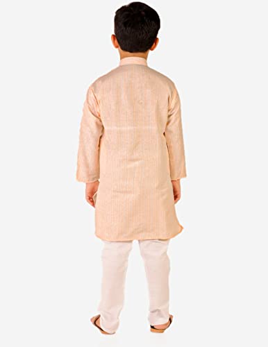 Image of Pro-Ethic Style Developer Boy's Cotton Self Design Kurta Pyjama For Kids Ethnic Wear For Wedding & Function (S-186)
