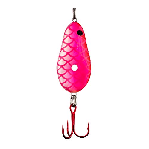 Lindy Glow Spoon Glowing Ice Fishing Lure Jigging Spoon, Pink Scale, 1/4 oz
