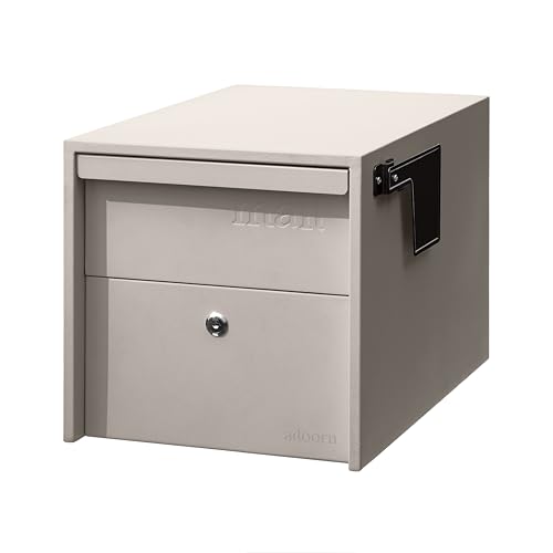 Image of Adoorn Lockable Post Mount Mailboxes for Outside - Small Anti-Theft Locking Mailbox for Packages and Letters - Weatherproof Construction - Durable Steel - 12 inch H x 12 inch W x 18.5 inch D - Sandstone