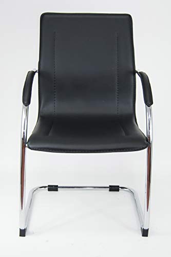 Sedia per sale da attesa Stil Sedie - Poltrona Sedia Ufficio da Attesa Cantilever Con Braccioli Su Slitta Modello Milano NERO