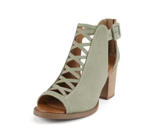 Image of Soda Aran ~ Women Open Toe Crisscross Straps Back Zipper High Heel Fashion Sandal with Adjustable Ankle Strap