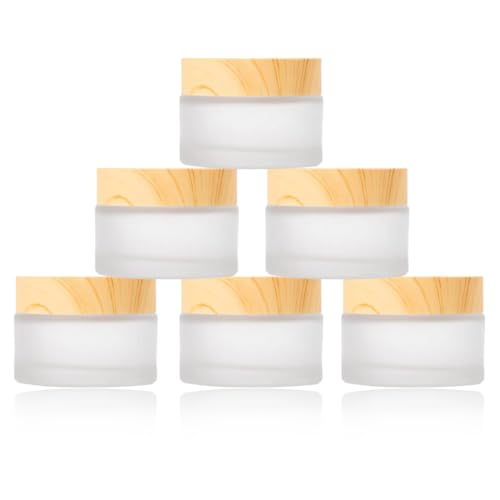 6 pcs botes cristal pequeños, 30 ml botes viaje, envases para cosmetica, frascos pequeños de vidrio con tapa, para cremas, cosméticos, cremas y lociones