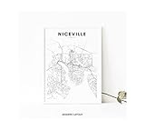Niceville Fl Map Print Florida USA Map Art Poster Okaloosa | Modern Black and White Wall Art |Fine Art Posters 11×17, 12×18, 16×24, 24×36 inch- Unframed | Minimalist Home Decor