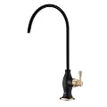 Delle Rosa Drinking Water Faucet, Solid Brass Kitchen Water Filter Faucet, Commercial Water Filtration Faucet for Under Sink Water Filter System Black& Gold