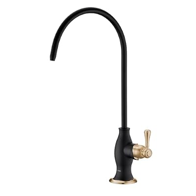 Delle Rosa Drinking Water Faucet, Solid Brass Kitchen Water Filter Faucet, Commercial Water Filtration Faucet for Under Sink Water Filter System Black& Gold